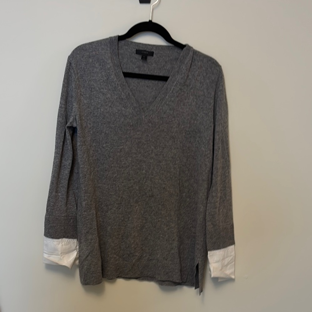 J. Crew Gray Ribbed Sweatshirt Hoodie